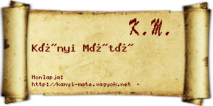 Kányi Máté névjegykártya